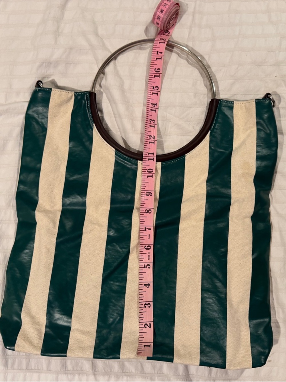 Urban Outfitters Teal and Cream Striped Tote with Clear Handles